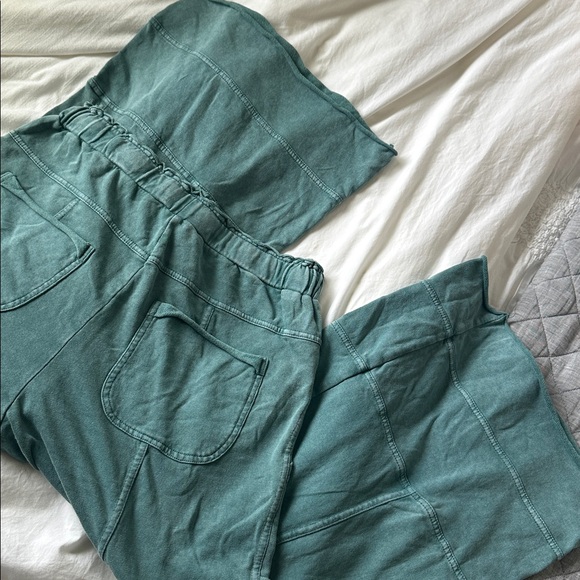 EUC Three Bird Nest crop green wide leg boho beach pants size m Cotton whimsy - Picture 6 of 6